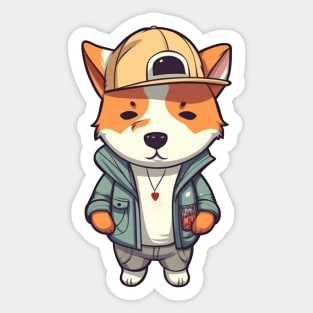 A cute dog wearing street fashion Sticker